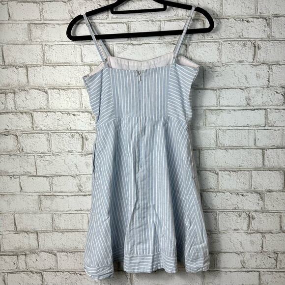 Fame and Partners Dress Sweetheart Mini Stripe Cotton Sundress Blue White 0 - Picture 3 of 12